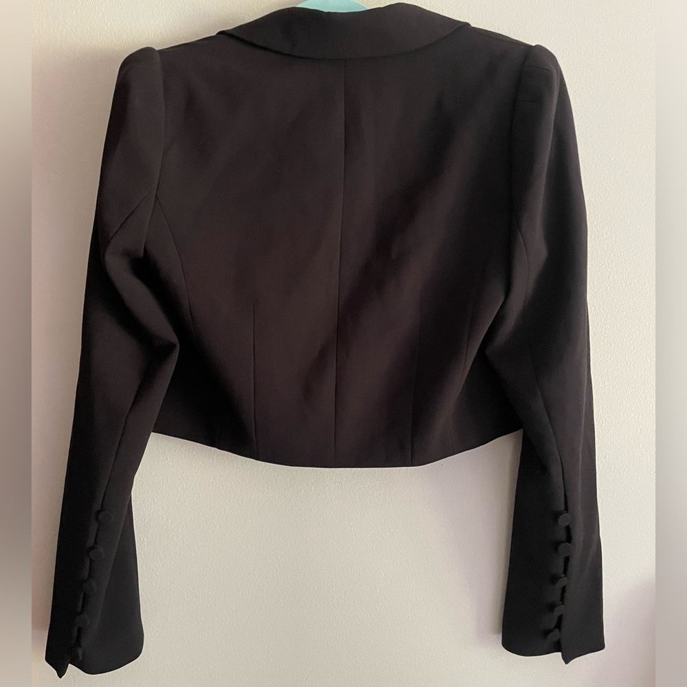White House Black Market Black Cropped Blazer Suit Jacket, New with Tags, Sz 12 - Picture 2 of 7